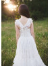 Ivory Lace Ruffle Tiered Country Flower Girl Dress